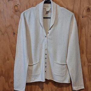 J. Jill Cashmere Sweater Women's Medium Oatmeal Cream Minimalist Neutral Classic